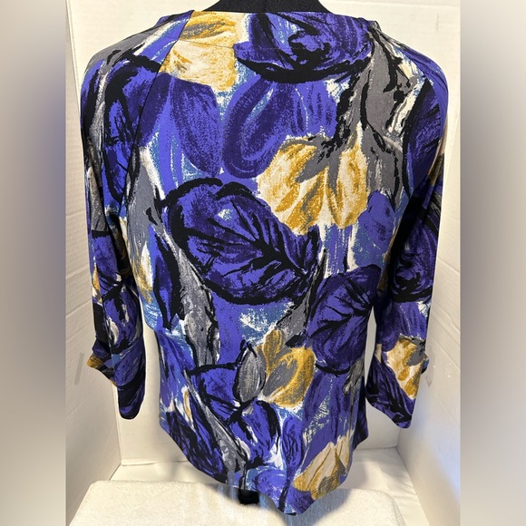 Worthington Women’s Purple/Yellow/Black Top Size PM - Picture 2 of 13